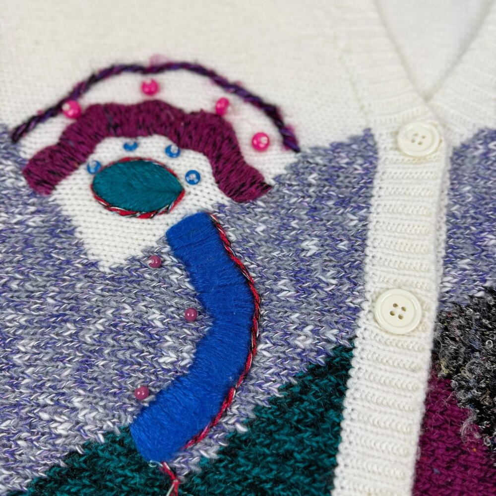 80's JACLYN SMITH funk knit cardigan sweater with metallic thread and beads - Picture 13 of 17